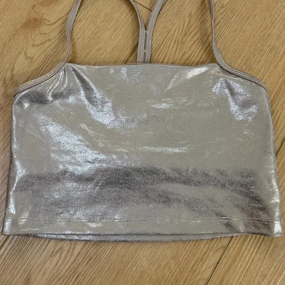 RARE Beyond Yoga Gold Metallic Tank Top Small Workout - Picture 2 of 5